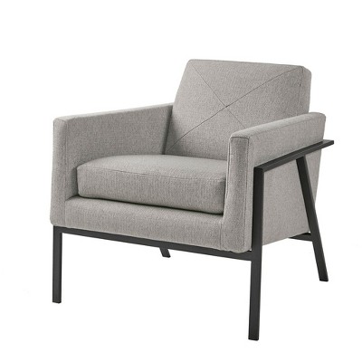 NicBex Polyester Accent Chair,Upholstered Living Room Chairs with Mid-Height Back and Wood Legs,Modern Armchair,Accent Chairs for Living Room,Grey
