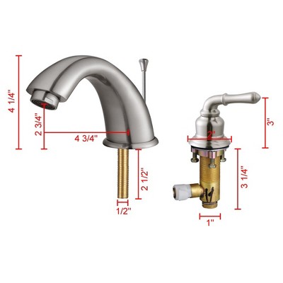Brushed Nickel 3-Hole Bathroom Faucet with Drain