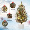 24 Inch Pre-lit Table Top Christmas Tree, Artificial Small Green Christmas Tree with Cement Basin - 3 of 4