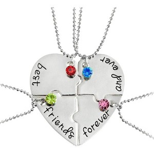 Best Friends Forever and Ever Necklace with Crystal Broken Heart Charm Pendant Set Friendship Necklace - 1 of 4