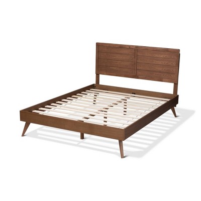 Artemis Mid-Century Walnut Brown Queen Platform Bed with Headboard