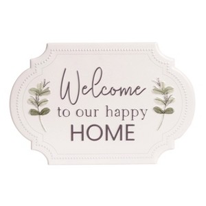 Transpac Metal 19.63" White Spring Embosed Welcome Sign - 1 of 2