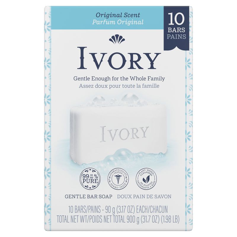 Ivory Original Bar Soap - 10pk - 3.17oz each - IT FLOATS, 1 of 12