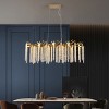 Modern Golden Pendant Light With Cascading Crystal Strands,Chandeliers Chandelier,Chandeliers With Crystals-The Pop Home - 2 of 4