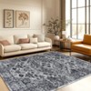 Machine Washable Vintage Floral Printed Area Rug Low Pile Stain Resistant Non Slip Non Shedding Pet Friendly Floor Mat - 2 of 4