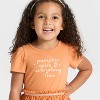 Toddler Girls' Short Sleeve Halloween Pumpkin Spice Tulle Dress - Cat & Jack™ Brown - 2 of 4