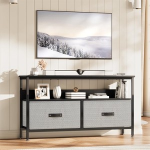 TV Stand Dresser with 2 Drawers, Media Console with Open Shelf for 50 Inch TV, Bedroom Entertainment Center with PU Finish - 1 of 4