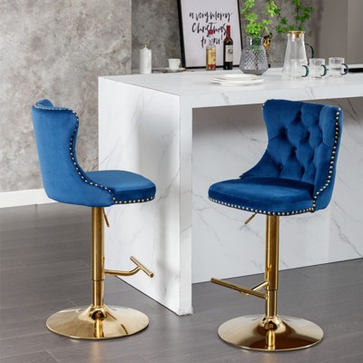NicBex Swivel Bar Stools Set of 2,Adjustable Height Velvet Stool Chair,Counter Height Bar Stools with Backs Tufted,Island Chairs for Home,Bar