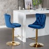 Sapphtopaz Swivel Bar Stools Set of 2 Velvet Upholstered Height Adjusatble Bar Chair with Tufted Backs Dining Chairs for Kitchen Island - 2 of 4