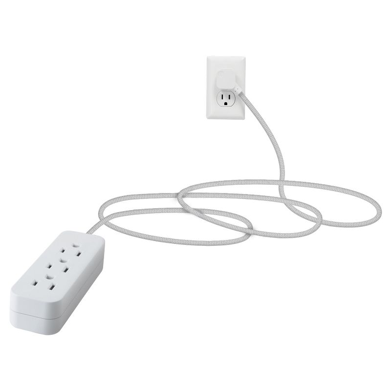 Cordinate 10&#39; Outlet Extension Cord Gray/White, 3 of 7
