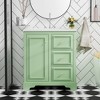 FAMYYT 30 in. Single Sink Freestanding Green Bath Vanity with White Ceramic Top, 3 Drawers and Adjustable Shelves - 2 of 4