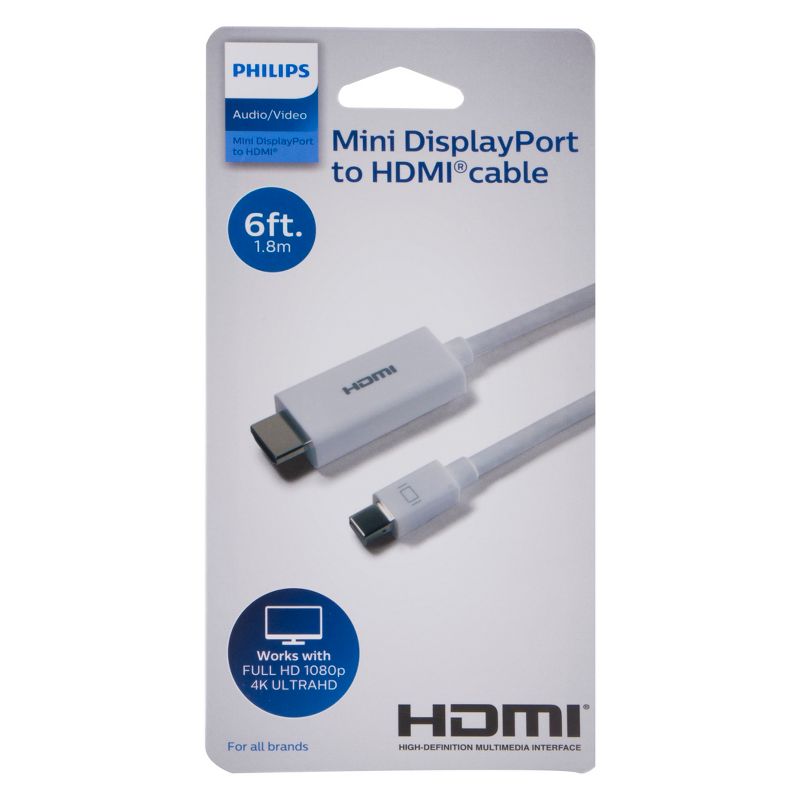 Philips 6' Mini DisplayPort to HDMI Cable - White, 5 of 8