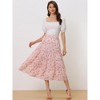 INSPIRE CHIC Women's Floral Elastic Waist Tiered Ruffle Boho Midi Skirts - 2 of 4