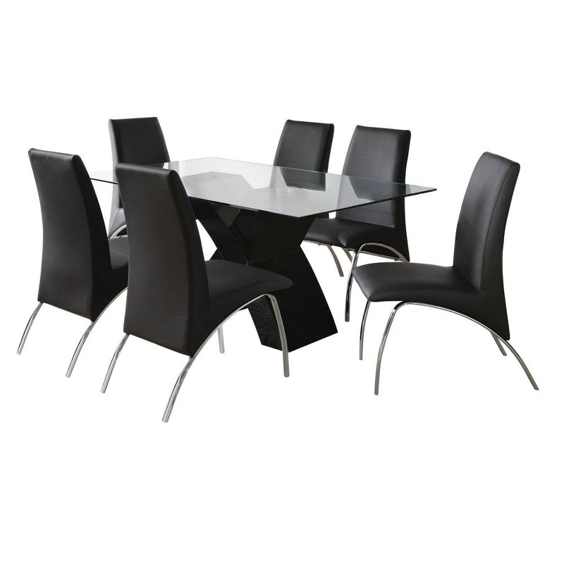 7pc Lexinton Glass Top Dining Table Set Black - HOMES: Inside + Out, 1 of 10