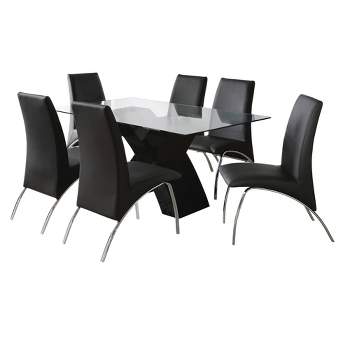 7pc Lexinton Glass Top Dining Table Set Black - HOMES: Inside + Out