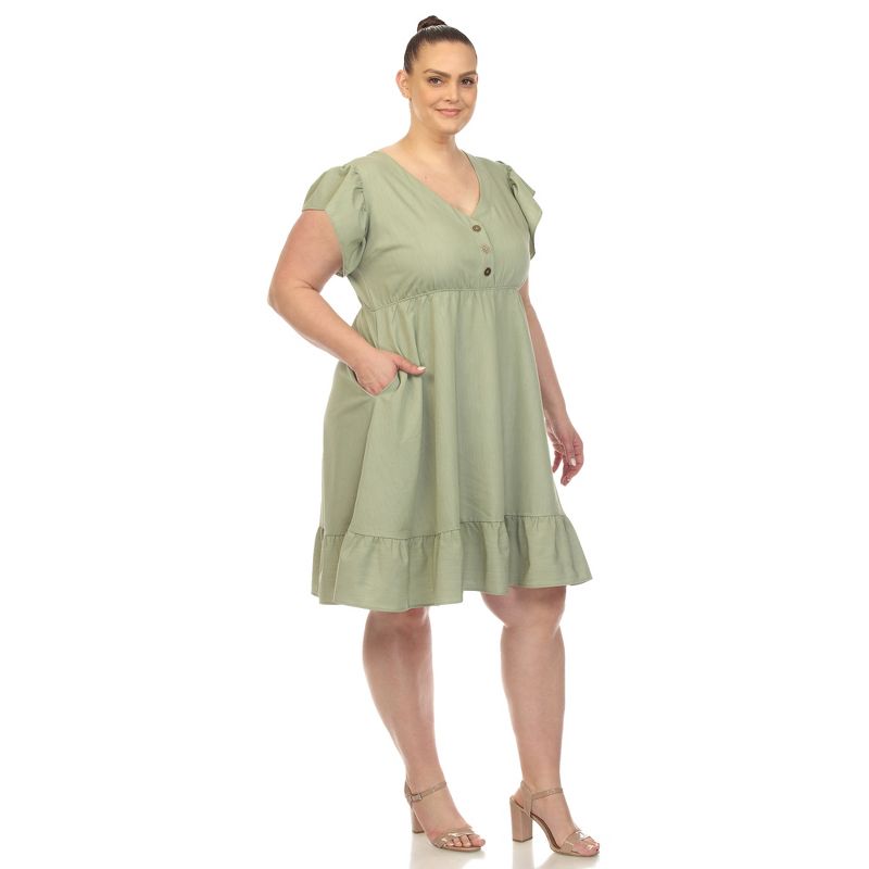 Plus Size Ruffle Sleeve Knee-Length Dress, 3 of 7
