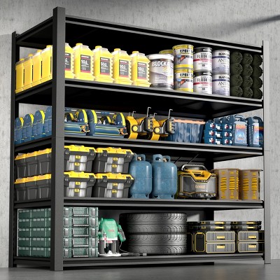 ALEXOUN 5 Tier Black Heavy Duty Metal Storage Shelves,Open Back Adjustable Shelves Strong Load Bearing for Garage,Pantry,Office.