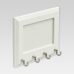 Picture Frame Key Rack White & Satin Nickel - Threshold™: Wall Mounted Photo Rack with Hooks for Keys, No Assembly Required - 1 of 1