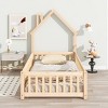 Platform Bed - Modern House Frame with Fence for Kids Bedroom 44.8" Wide - 3irtyhousy - 2 of 4