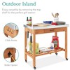 Best Choice Products Mobile Outdoor Table and Storage Cabinet w/ Hooks, 4 Wheels, Stainless Steel Top - Stained Brown - 2 of 4