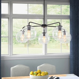Rennnsan Orvani 33" W 5 -Light Glass Dimmable Contemporary Bubble Chandelier in Gold & Black - 1 of 4
