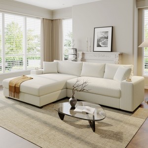 L-Shaped Sectional Sofa Modular Corner Sofa Sleeper Sofa Couch Louge Sofa with Cup Holders & Charging Ports - ModernLuxe - 1 of 4