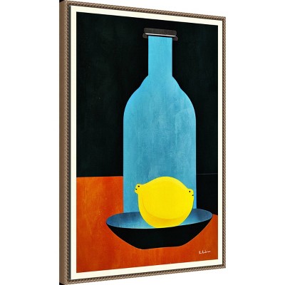 23" x 33" Blue and Yellow Framed Canvas Still Life Print