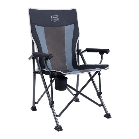 Timber Ridge Indoor Outdoor Portable Lightweight Folding Camping High Back  Lounge Chair w/ Cup Holder & Carry Bag for Hiking, Beach, and Patio, Black