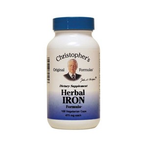 Dr. Christopher's Herbal Iron 100 Veg Capsules. - 1 of 2