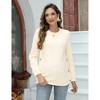 Clearlove Maternity Nursing Shirts Crew Neck Front Knit Long Sleeve Side Ruched Button Down Pregnance Sweater Blouse - 2 of 4