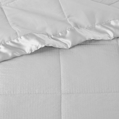 Gray Twin Oversized Down Alternative Blanket with Satin Trim