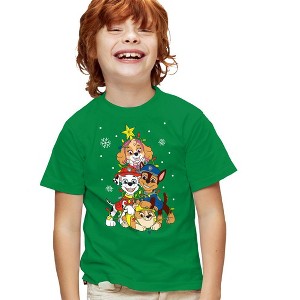 Paw Patrol Sky Chase Christmas Tree Kids T Shirt For Youth, Kelly Green - 1 of 4