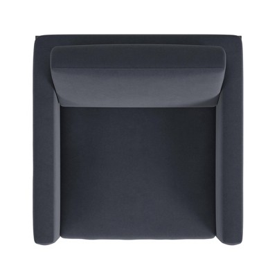 Steel Blue Velvet Modern Metal Frame Accent Chair