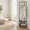 Metal corner hangers, independent hangers with 2-layer storage shelves, floor hangers for corridors, entrances, bedrooms, living rooms, and offices - 2 of 4