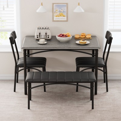 Dining Table Set for 4, Kitchen Table and Chairs for 4, Rectangular Kitchen Table Set , Dining Room Table Set,Grey