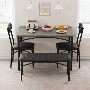 Dining Table Set for 4, Kitchen Table and Chairs for 4, Rectangular Kitchen Table Set , Dining Room Table Set,Grey - 1 of 4