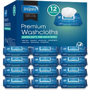 Inspire Adult Wet Wipes, Adult Wash Cloths, Adult Wipes for Incontinence & Cleansing for Elderly, 8"x12" - 1 of 4