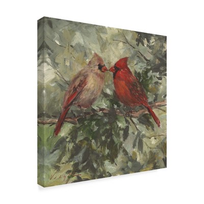 Trademark Fine Art - Mary Miller Veazie 'Kissing Cardinals' Matted Framed Art