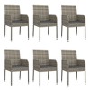 vidaXL 7 Piece Patio Dining Set with Cushions Gray Poly Rattan - 59.1" Table Length 6 Chairs - 4 of 4