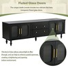 ORRD Retro TV Stand w/Fluted Glass Doors - 78" Media Console, 2 Drawers & Cabinets, Living Room Storage（Black） - 3 of 4
