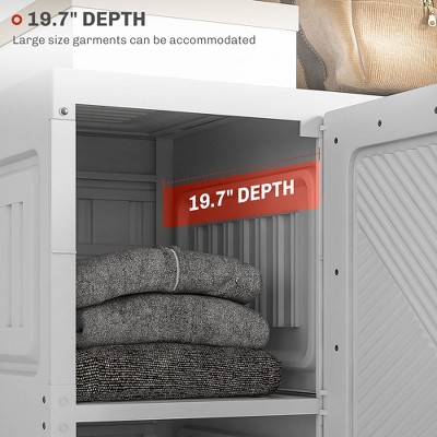 White Modular Portable Wardrobe Closet with Cube Compartments