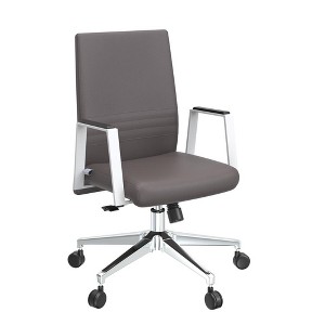 LeisureMod Aleen Office Chair in Upholstered Leather and Iron Frame with Swivel and Tilt - 1 of 4