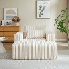 49”W Corduroy Sponge Sofa Lounge Chair Sleeper Chair with Removable footrest and Pillow, No Assembly Required-ModernLuxe - 2 of 4