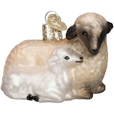 Old World Christmas Glass Blown Christmas Ornament, Sheep with Lamb