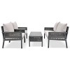 Nestfair 4pc Metal Frame Patio Conversation Set with Tempered Glass Table and Cushions Gray - 2 of 4