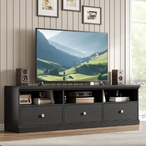 TV Stand for 75 Inch TV, Mid-Century Modern Entertainment Center with Storage Drawer, 70" TV Console with Open Shelves - 1 of 4