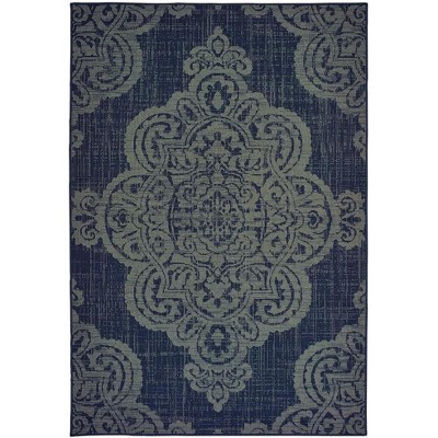 Oriental Weavers Marina 5929B Navy/ Grey Indoor/Outdoor Area Rug - 2'5" x 4'5"