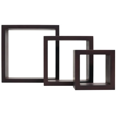 Set of 3 Cubbi Floating Wall Shelves Espresso