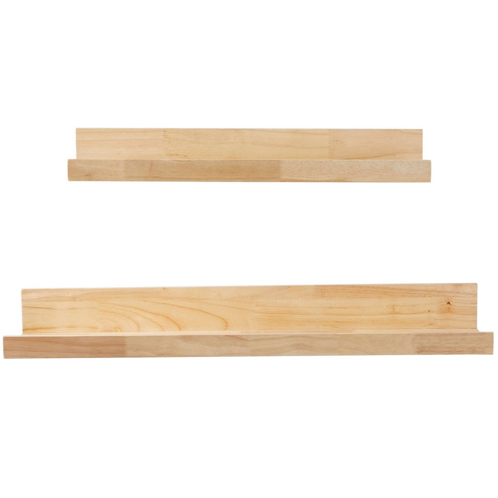Photos - Wall Shelf Set of 2 Wood 2  with Light Brown - Novogratz