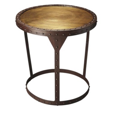 HomeRoots 24" Copper and Bronze Metal Round Pedestal End Table